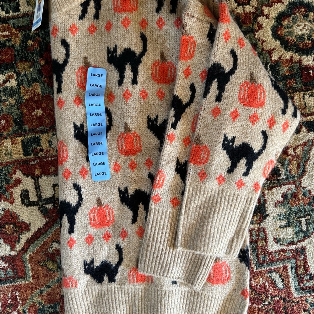 Halloween Cat and Pumpkin Sweater